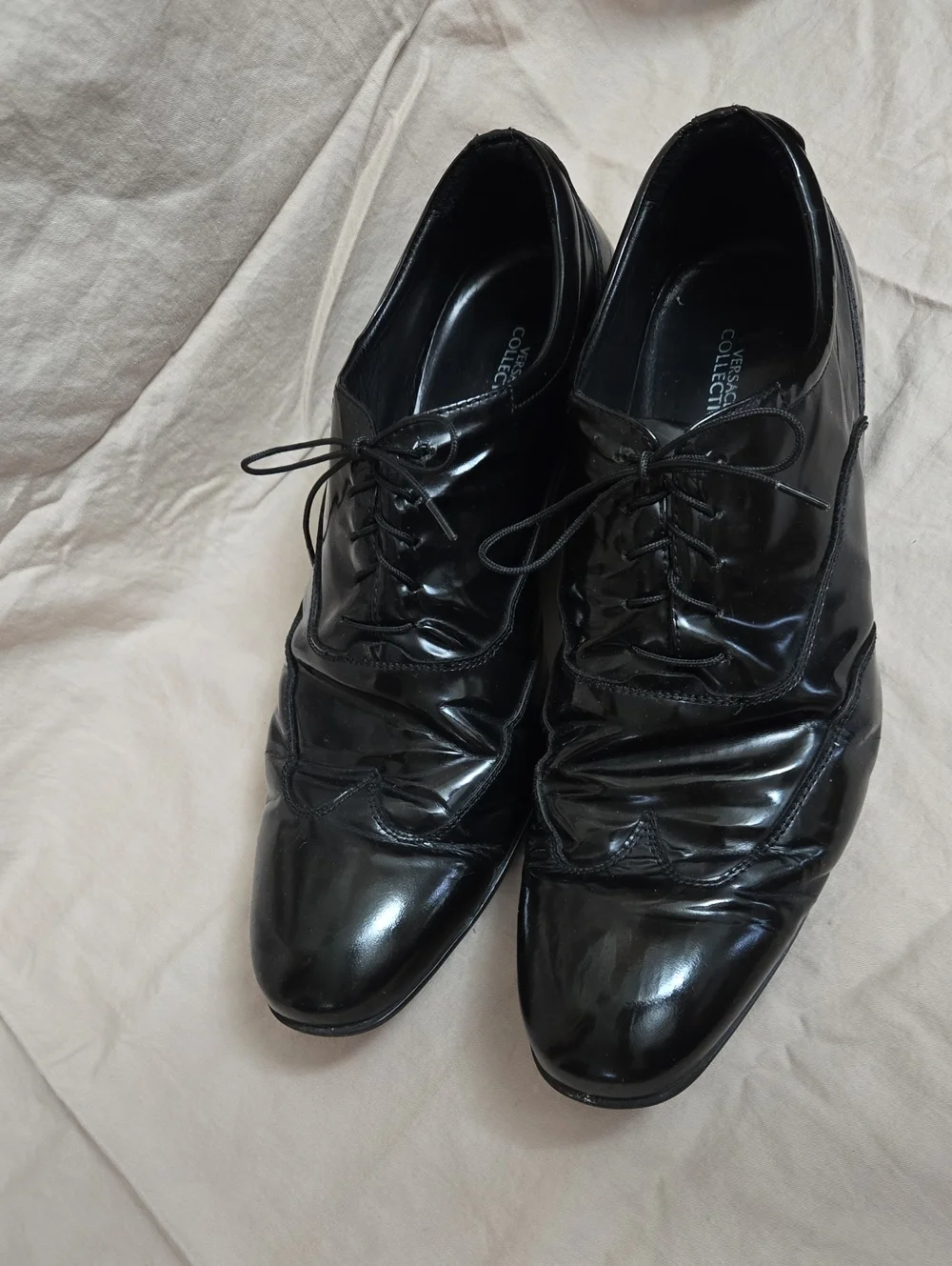 Versace Black Leather Lace-Up Men's Dress Shoes